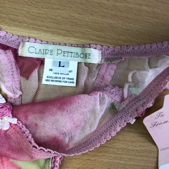 Pink Flirty Luxury Claire Pettibone Thong Ruffle Detail Size L - Picture 7 of 10